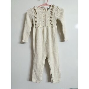 Janie & Jack  12-18months Knit Gold And Cream One Piece Outfit